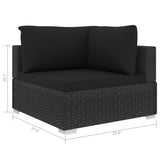 vidaXL Sectional Corner Chair with Cushions Poly Rattan Black, 48295