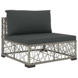 vidaXL 6 Piece Garden Lounge Set with Cushions Poly Rattan Gray, 48302