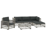 vidaXL 6 Piece Garden Lounge Set with Cushions Poly Rattan Gray, 48306
