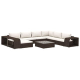 vidaXL 10 Piece Garden Lounge Set with Cushions Poly Rattan Brown, 48307
