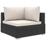 vidaXL 10 Piece Garden Lounge Set with Cushions Poly Rattan Black, 48308
