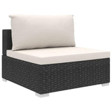 vidaXL 8 Piece Garden Lounge Set with Cushions Poly Rattan Black, 48312