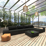 vidaXL 8 Piece Garden Lounge Set with Cushions Poly Rattan Black, 48314