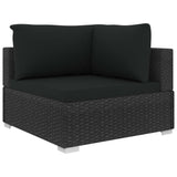 vidaXL 11 Piece Garden Lounge Set with Cushions Poly Rattan Black, 48322