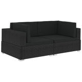 vidaXL 2 Piece Garden Sofa Set with Cushions Poly Rattan Black, 48324