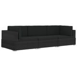 vidaXL 3 Piece Garden Sofa Set with Cushions Poly Rattan Black, 48326