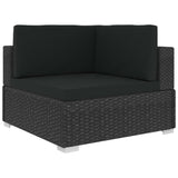 vidaXL 4 Piece Garden Sofa Set with Cushions Poly Rattan Black, 48328