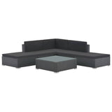 vidaXL 6 Piece Garden Lounge Set with Cushions Poly Rattan Black, 48329