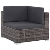vidaXL 7 Piece Garden Lounge Set with Cushions Poly Rattan Gray, 48330