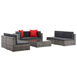 vidaXL 7 Piece Garden Lounge Set with Cushions Poly Rattan Gray, 48332
