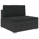 vidaXL 7 Piece Garden Lounge Set with Cushions Poly Rattan Black, 48333