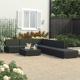 vidaXL 6 Piece Garden Lounge Set with Cushions Poly Rattan Black, 48335