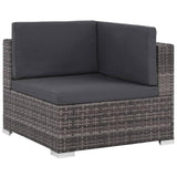 vidaXL 6 Piece Garden Lounge Set with Cushions Poly Rattan Gray, 48336