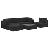 vidaXL 6 Piece Garden Lounge Set with Cushions Poly Rattan Black, 48337