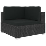 vidaXL 6 Piece Garden Lounge Set with Cushions Poly Rattan Black, 48337