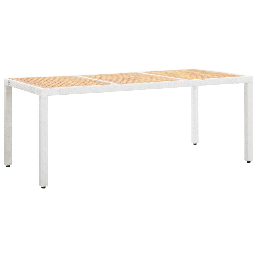 vidaXL Garden Table White 74.8"x35.4"x29.5" Poly Rattan and Solid Acacia Wood, 45988
