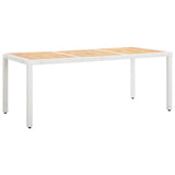 vidaXL Garden Table White 74.8"x35.4"x29.5" Poly Rattan and Solid Acacia Wood, 45988
