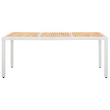 vidaXL Garden Table White 74.8"x35.4"x29.5" Poly Rattan and Solid Acacia Wood, 45988