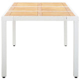 vidaXL Garden Table White 74.8"x35.4"x29.5" Poly Rattan and Solid Acacia Wood, 45988
