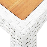 vidaXL Garden Table White 74.8"x35.4"x29.5" Poly Rattan and Solid Acacia Wood, 45988