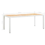 vidaXL Garden Table White 74.8"x35.4"x29.5" Poly Rattan and Solid Acacia Wood, 45988