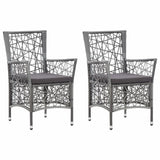 vidaXL Outdoor Chairs 2 pcs with Cushions Poly Rattan Gray, 45995