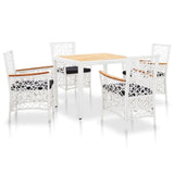 vidaXL 5 Piece Outdoor Dining Set Poly Rattan White, 45998