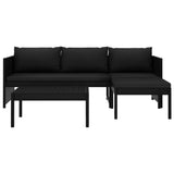 vidaXL 3 Piece Garden Lounge Set with Cushions Poly Rattan Black, 47400