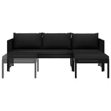 vidaXL 3 Piece Garden Lounge Set with Cushions Poly Rattan Black, 47400