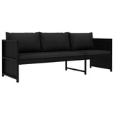 vidaXL 3 Piece Garden Lounge Set with Cushions Poly Rattan Black, 47400