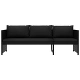 vidaXL 3 Piece Garden Lounge Set with Cushions Poly Rattan Black, 47400