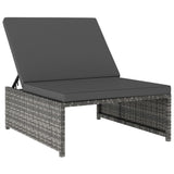 vidaXL Sun Loungers 2 pcs with Table Poly Rattan Gray, 47401