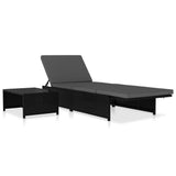 vidaXL Sun Loungers 2 pcs with Table Poly Rattan Black, 47402