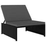 vidaXL Sun Loungers 2 pcs with Table Poly Rattan Black, 47402