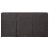 vidaXL Triple Wheelie Bin Shed Brown 90.2"x30.7"x47.2" Poly Rattan, 46733