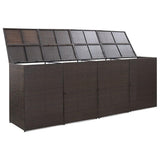 vidaXL Quadruple Wheelie Bin Shed Brown 120.1"x30.7"x47.2" Poly Rattan, 46736