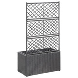 vidaXL Trellis Raised Bed with 2 Pots 22.8"x11.8"x42.1" Poly Rattan Black, 46931