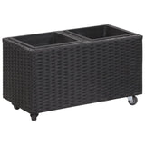 vidaXL Garden Raised Bed with 2 Pots 23.6"x11.8"x14.2" Poly Rattan Black, 46945