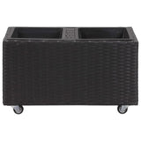 vidaXL Garden Raised Bed with 2 Pots 23.6"x11.8"x14.2" Poly Rattan Black, 46945