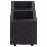 vidaXL Garden Raised Bed with 2 Pots 23.6"x11.8"x14.2" Poly Rattan Black, 46945