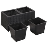 vidaXL Garden Raised Bed with 2 Pots 23.6"x11.8"x14.2" Poly Rattan Black, 46945