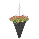 vidaXL Hanging Flower Baskets 2 pcs Poly Rattan Black, 46955