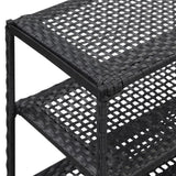 vidaXL Shoe Rack Black 19.7"x11.8"x47.2" Poly Rattan, 46977