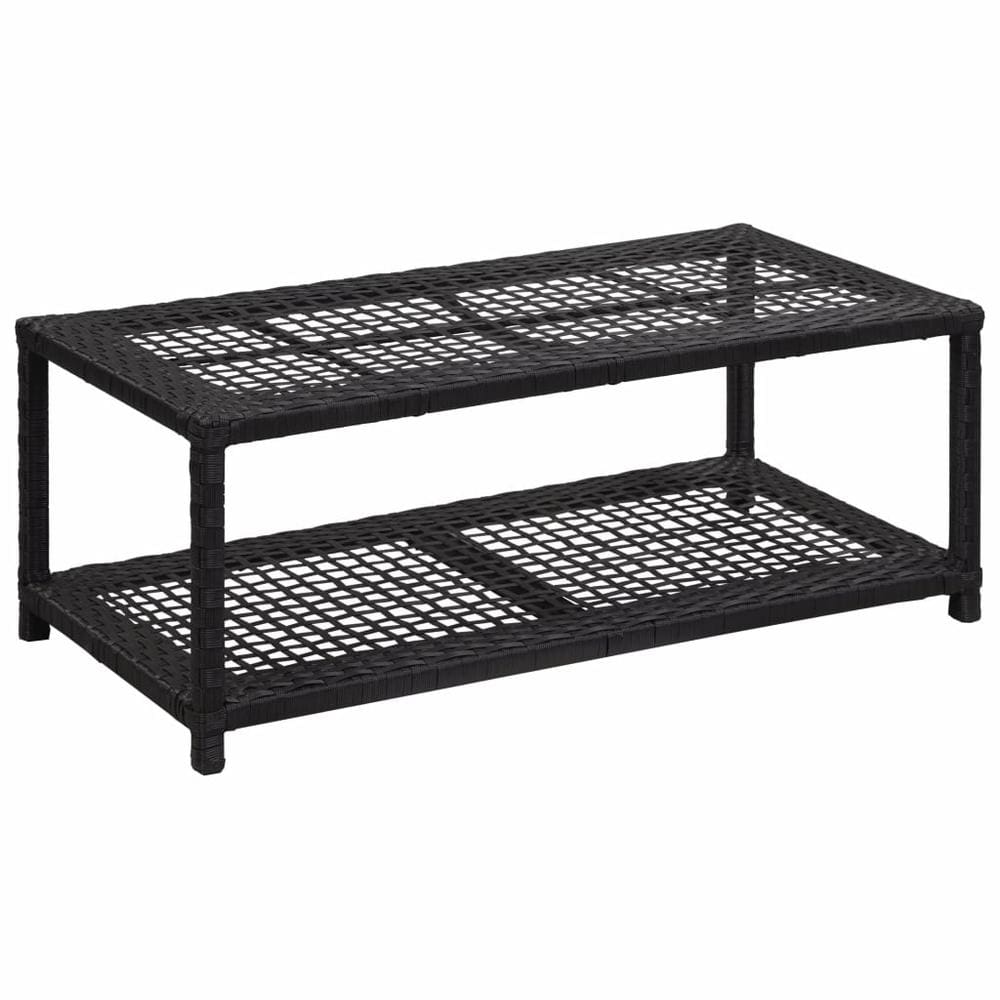 vidaXL Shoe Bench Black 31.5"x15.7"x11.8" Poly Rattan, 46978