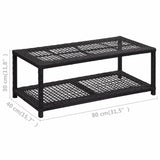 vidaXL Shoe Bench Black 31.5"x15.7"x11.8" Poly Rattan, 46978