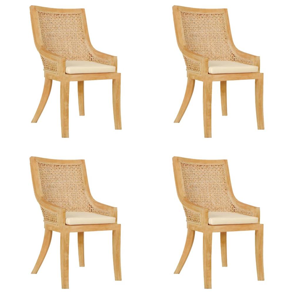 vidaXL Dining Chairs 4 pcs Rattan and Solid Mango Wood, 279405