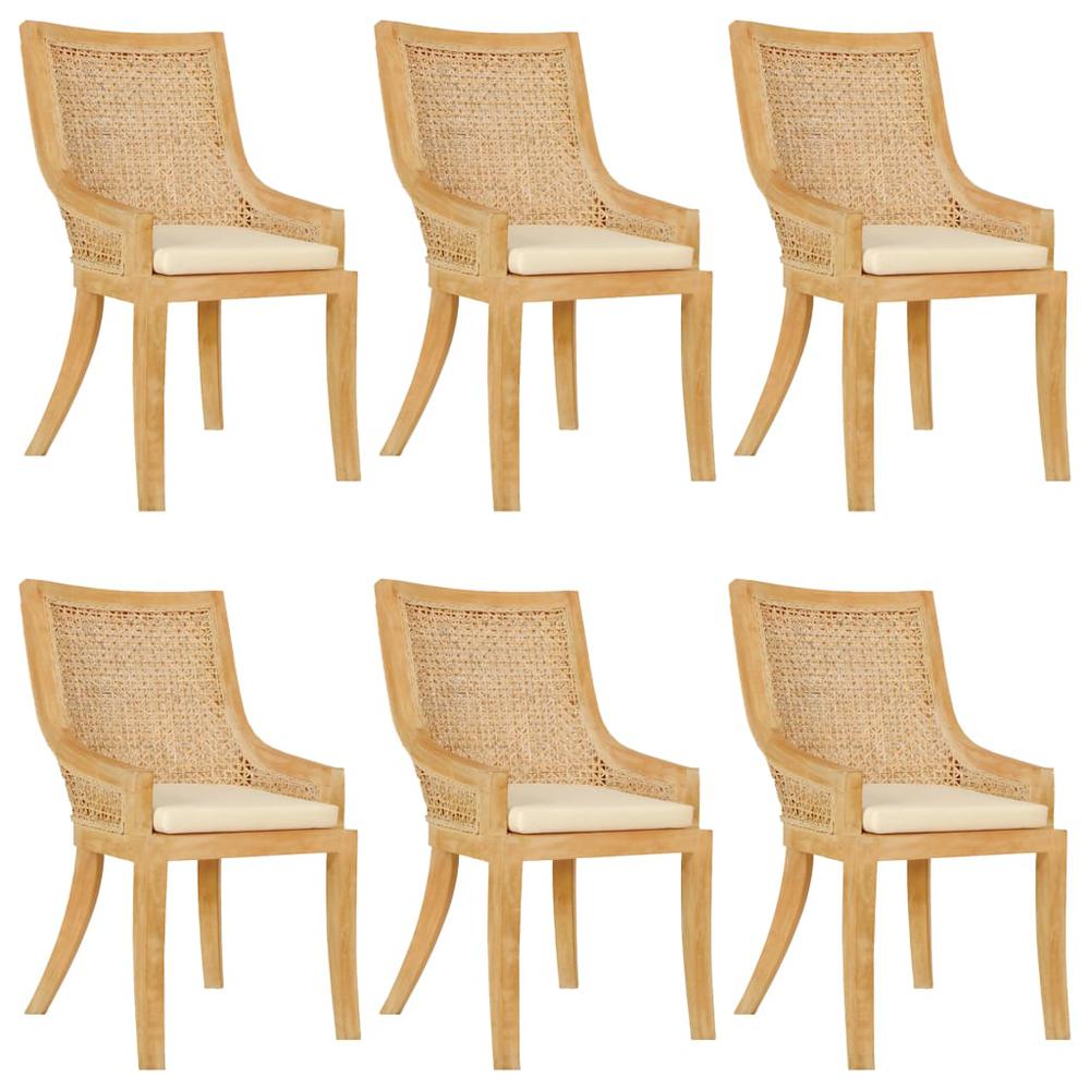 vidaXL Dining Chairs 6 pcs Rattan and Solid Mango Wood, 279406