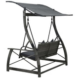 vidaXL 3-seater Garden Swing Bench with Canopy Poly Rattan Gray, 49229