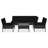 vidaXL 6 Piece Garden Lounge Set with Cushions Poly Rattan Black, 48937