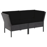 vidaXL 6 Piece Garden Lounge Set with Cushions Poly Rattan Black, 48937